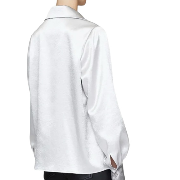 Anine Bing Grey Silk Long Sleeve Button Down Blouse Size S - Picture 4 of 15